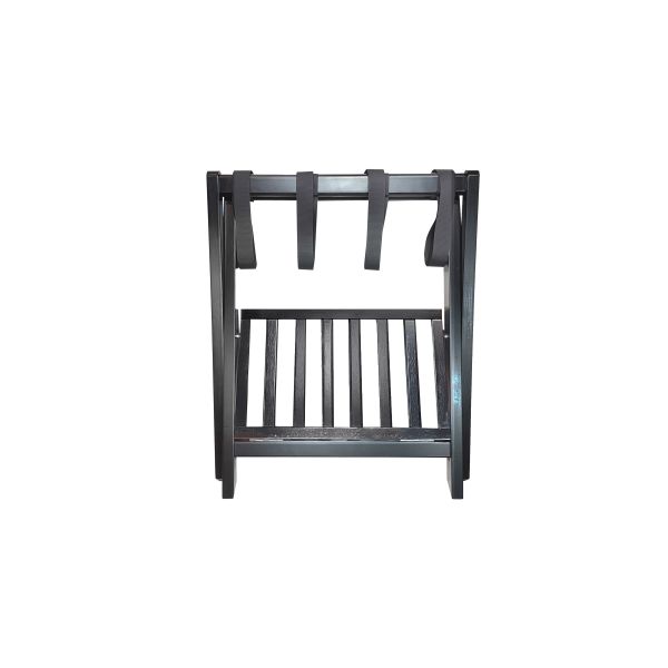 Black Wooden Luggage Rack with Shelf