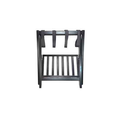 Black Wooden Luggage Rack with Shelf